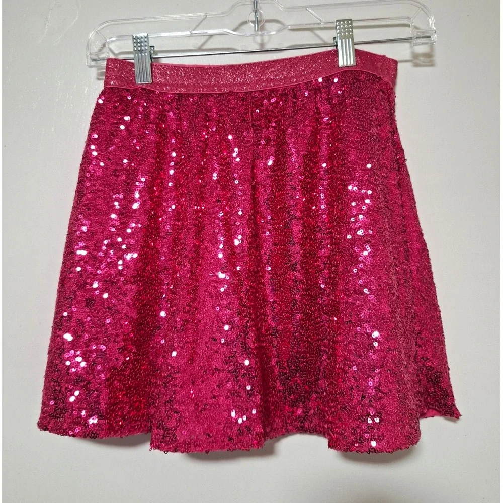 365 KIDS From Garanimals Girls Size 10 Pink Rose Sequin Skirt Elastic Waist